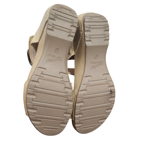 Dansko Size 42 Leather Wedge Sandals Nude Beige Comfort Slip On Adjustable Strap - Picture 12 of 15